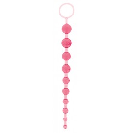 Розовая анальная цепочка - 26,7 см.